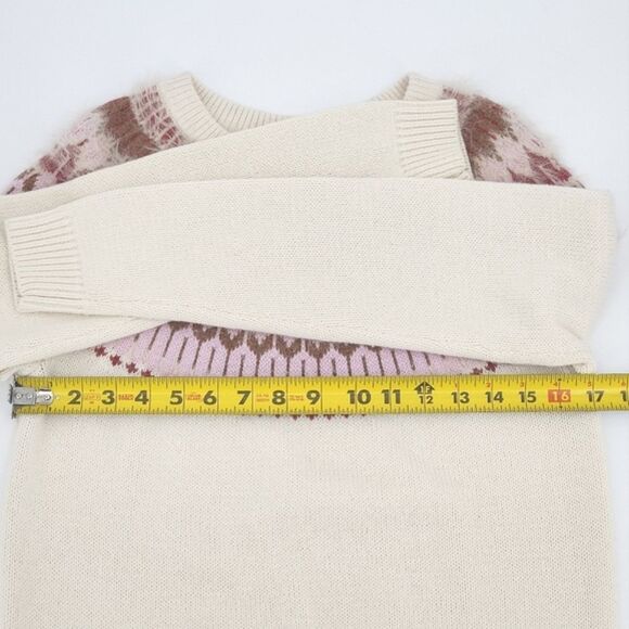Lilla P Fair Isle Sweater Size Small Womens Ivory White Pink Merino Wool Blend - Picture 6 of 8